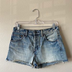 Free People Distressed Mid Rise Denim Shorts